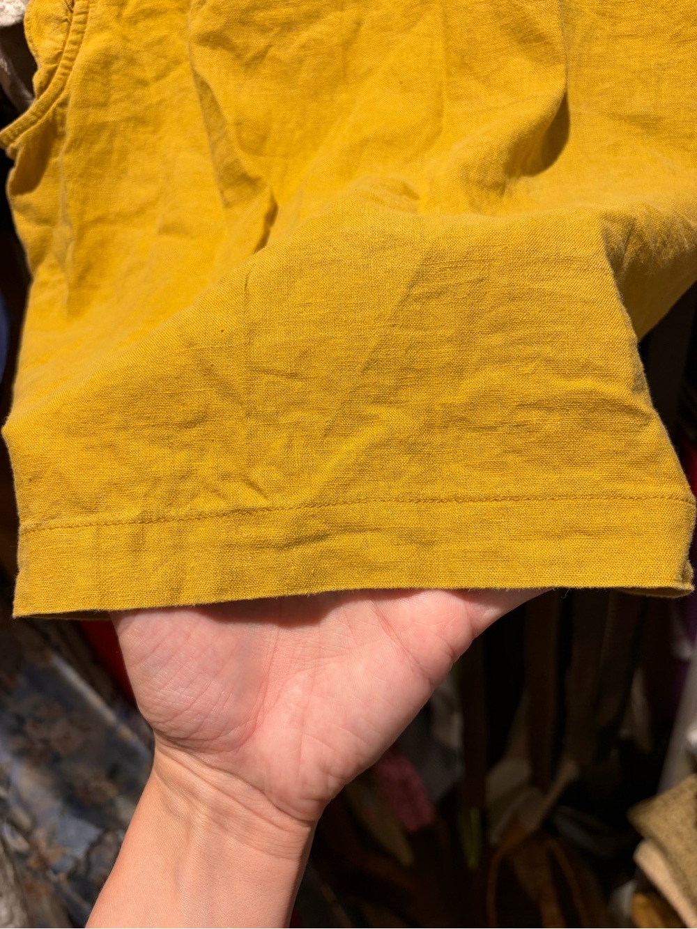 Madewell Mustard Yellow Button Front Linen Blend Tank Size 4 - Picture 6 of 8